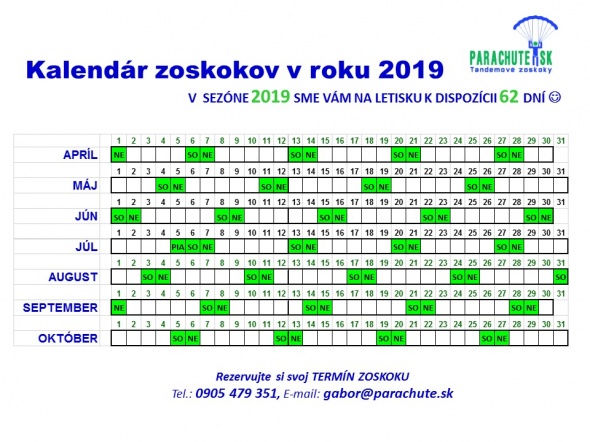 Kalendar zoskokov 2019